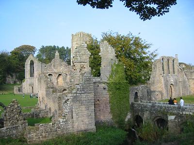 Ruins from mill side of the river, Fountains Abbey